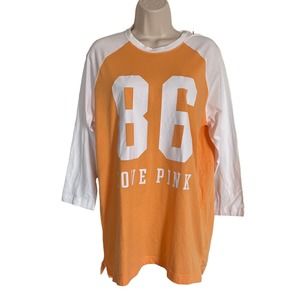 PINK Victoria's Secret Women's Raglan T-Shirt Size Medium Orange NWT